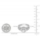 0.98 Carat (ctw) 14K White Gold Round Cut White Diamond Ladies Bridal Halo Engagement Ring Set With Matching Band 0.40 CT Center Included 1 CT