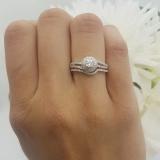 0.48 Carat (ctw) 10k White Gold Round Cut Diamond Ladies Bridal Split Shank Halo Style Engagement Ring Set With Matching Band 1/2 CT