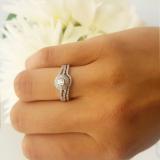 0.48 Carat (ctw) 10k White Gold Round Cut Diamond Ladies Bridal Split Shank Halo Style Engagement Ring Set With Matching Band 1/2 CT