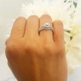 0.48 Carat (ctw) 10k White Gold Round Cut Diamond Ladies Bridal Split Shank Halo Style Engagement Ring Set With Matching Band 1/2 CT