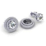 0.80 Carat (ctw) 14k White Gold Round White Diamond Round Shape Double Row Removable Jackets for Stud Earrings 3/4 CT