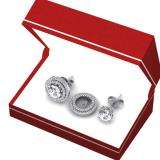 0.85 Carat (ctw) 14k White Gold Round White Diamond Round Shape Double Row Removable Jackets for Stud Earrings