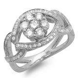 1.00 Carat (ctw) 14K White Gold Round Cut Diamond Ladies Bridal Engagement Ring 1 CT