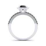 1.15 Carat (ctw) Sterling Silver Round Black Diamond Ladies Bridal Solitaire With Accents Engagement Ring