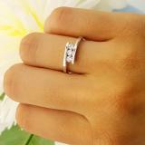 0.30 Carat (ctw) 14K White Gold Round Cut Diamond Ladies Bridal Engagement 3 Stone Ring 1/3 CT