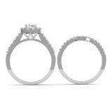 1.10 Carat (ctw) 14K White Gold Round Cut Diamond Ladies Bridal Halo Style Engagement Ring With Matching Band 1 CT