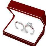 1.10 Carat (ctw) 14K White Gold Round Cut Diamond Ladies Bridal Halo Style Engagement Ring With Matching Band 1 CT