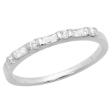 0.20 Carat (ctw) 14K White Gold Round and Baguette Cut Diamond Ladies Anniversary Wedding Band Stackable Ring 1/5 CT