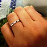 0.25 Carat (ctw) 14K White Gold Round Blue Sapphire and White Baguette Cut Diamond Ladies Anniversary Wedding Band Stackable Ring 1/4 CT