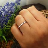 0.25 Carat (ctw) 14K White Gold Round Blue Sapphire and White Baguette Cut Diamond Ladies Anniversary Wedding Band Stackable Ring 1/4 CT