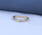 0.15 Carat (ctw) 14K Yellow Gold Round Cut Diamond Ladies Bridal Anniversary Wedding Band Stackable Swirl Ring