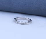 0.15 Carat (ctw) 14K White Gold Round Cut Diamond Ladies Bridal Anniversary Wedding Band Stackable Swirl Ring