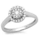 0.35 Carat (ctw) 10K White Gold Round Diamond Ladies Bridal Halo Style Engagement Ring 1/3 CT