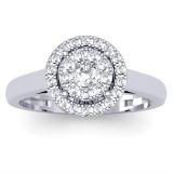 0.35 Carat (ctw) 10K White Gold Round Diamond Ladies Bridal Halo Style Engagement Ring 1/3 CT