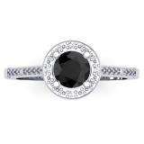 0.60 Carat (ctw) 14K White Gold Round Cut Black & White Diamond Ladies Bridal Engagement Halo Style Ring