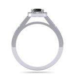0.60 Carat (ctw) 14K White Gold Round Cut Black & White Diamond Ladies Bridal Engagement Halo Style Ring