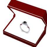0.60 Carat (ctw) 14K White Gold Round Cut Black & White Diamond Ladies Bridal Engagement Halo Style Ring