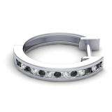 0.33 Carat (ctw) 14K White Gold Round Cut Black & White Diamond Ladies Huggie Hoop Earrings 1/3 CT