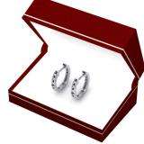 0.33 Carat (ctw) 14K White Gold Round Cut Black & White Diamond Ladies Huggie Hoop Earrings 1/3 CT