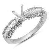 0.65 Carat (Ctw) 14K White Gold Brilliant Round & Princess Cut Diamond Ladies Engagement Bridal Semi Mount Ring (No Center Stone)