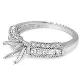 0.65 Carat (Ctw) 14K White Gold Brilliant Round & Princess Cut Diamond Ladies Engagement Bridal Semi Mount Ring (No Center Stone)