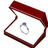 0.50 Carat (ctw) 14K White Gold Round Cut Blue & White Diamond Ladies Bridal Engagement Halo Style Ring 1/2 CT