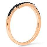 0.25 Carat (ctw) 14K Rose Gold Round Cut Black Diamond Ladies Stackable Anniversary Wedding Contour Band Guard Ring 1/4 CT