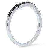 0.25 Carat (ctw) 14K White Gold Round Cut Black Diamond Ladies Stackable Anniversary Wedding Contour Band Guard Ring 1/4 CT