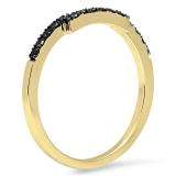 0.25 Carat (ctw) 14K Yellow Gold Round Cut Black Diamond Ladies Stackable Anniversary Wedding Contour Band Guard Ring 1/4 CT