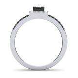 0.60 Carat (ctw) 10K White Gold Princess & Round Cut Black & White Diamond Ladies Bridal Split Shank Halo Style Engagement Ring