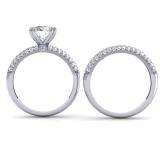 0.90 Carat (ctw) 14K White Gold Round Cut Diamond Ladies Bridal Semi Mount Engagement Ring With Matching Band Set (No Center Stone)