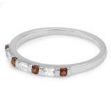 0.25 Carat (ctw) 14K White Gold Round Red Garnet and White Baguette Cut Diamond Ladies Anniversary Wedding Band Stackable Ring 1/4 CT