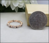 0.40 Carat (ctw) 10K Rose Gold Round Blue Sapphire and White Diamond Ladies Vintage Style Anniversary Wedding Band Stackable Ring