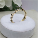 0.40 Carat (ctw) 18K Yellow Gold Round Blue Sapphire and White Diamond Ladies Vintage Style Anniversary Wedding Band Stackable Ring