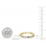 0.40 Carat (ctw) 14K Yellow Gold Round Blue Sapphire and White Diamond Ladies Vintage Style Anniversary Wedding Band Stackable Ring