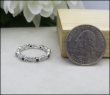 0.40 Carat (ctw) 10K White Gold Round Blue Sapphire and White Diamond Ladies Vintage Style Anniversary Wedding Band Stackable Ring