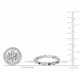 0.40 Carat (ctw) 10K White Gold Round Blue Sapphire and White Diamond Ladies Vintage Style Anniversary Wedding Band Stackable Ring