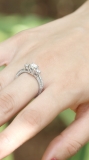 1.00 Carat (ctw) 14K White Gold Side Round & Center Princess Cut Diamond Ladies Bridal Engagement 3 Stone Ring 1 CT