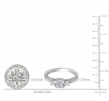 1.00 Carat (ctw) 14K White Gold Side Round & Center Princess Cut Diamond Ladies Bridal Engagement 3 Stone Ring 1 CT