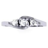 0.25 Carat (ctw) 10K White Gold Round Cut Diamond Ladies Bridal 3 Stone Swirl Engagement Ring 1/4 CT