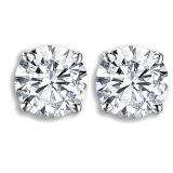 IGI Certified 1.05 Carat (ctw) 14K White Gold Round Cut White Diamond Ladies Stud Earrings 1 CT