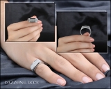 0.45 Carat (ctw) Platinum Plated Sterling Silver Round White & Black Diamond Men's Flashy Hip Hop Pinky Ring 1/2 CT