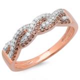 0.30 Carat (ctw) 14K Rose Gold Round White & Red Diamond Ladies Anniversary Wedding Band Swirl Ring 1/3 CT