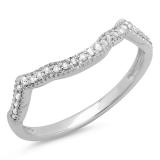 0.15 Carat (ctw) Sterling Silver Round Real Diamond Ladies Wedding Stackable Matching Band Anniversary Guard Ring
