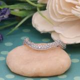 0.15 Carat (ctw) Sterling Silver Round Real Diamond Ladies Wedding Stackable Matching Band Anniversary Guard Ring