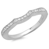 0.15 Carat (ctw) 14K White Gold Round Diamond Ladies Anniversary Wedding Matching Band Stackable Ring