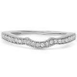 0.15 Carat (ctw) 14K White Gold Round Diamond Ladies Anniversary Wedding Matching Band Stackable Ring