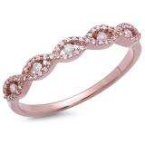0.25 Carat (ctw) 10K Rose Gold Round Diamond Ladies Bridal Stackable Anniversary Wedding Band Swirl Ring 1/4 CT