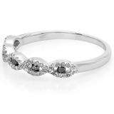 0.25 Carat (ctw) 14K White Gold Round Black & White Diamond Ladies Bridal Stackable Anniversary Wedding Band Swirl Ring 1/4 CT