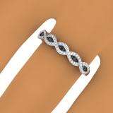 0.25 Carat (ctw) 14K White Gold Round Black & White Diamond Ladies Bridal Stackable Anniversary Wedding Band Swirl Ring 1/4 CT
